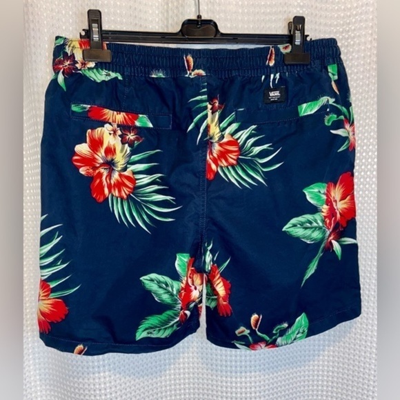 2/49$ Men’s VANS‎ Navy Blue & Tropical 100% cotton elastic waist shorts size XL - Picture 11 of 12